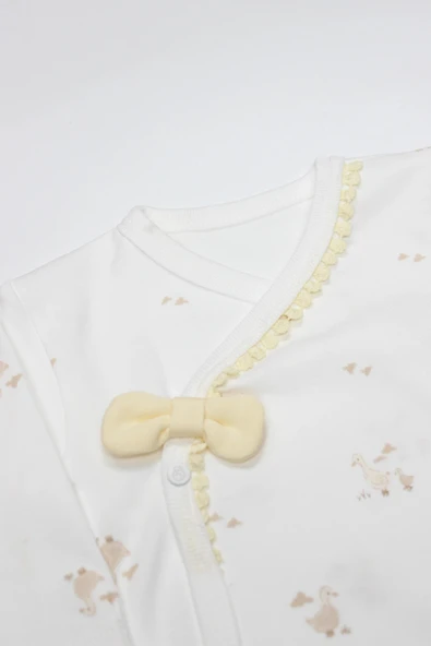 Bistyle 3'lü Zıbın Takım Welcome Baby Duck 13104 Sarı-ekru - 2