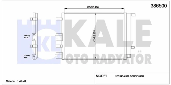 Hyundaı Klima Radyatoru Komple Hyundaı İ20 1.2 1.4 2008> (359×328×16) - Kale 386500