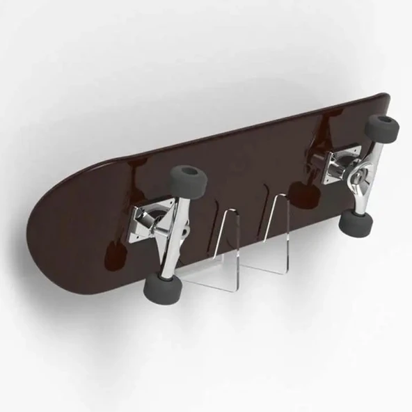 Şeffaf Pleksi Malzemeden Duvar Tipi Kaykay Rafı Dayanıklı ve Estetik Kaykay Saklama Aparatı - Resim 5