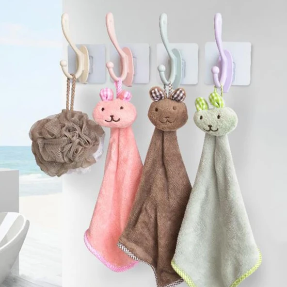 Şeffaf Yapışkanlı 6'lı Renkli Askı Seti Duvar Tipi Pratik Banyo ve Mutfak Düzenleyici - Resim 7