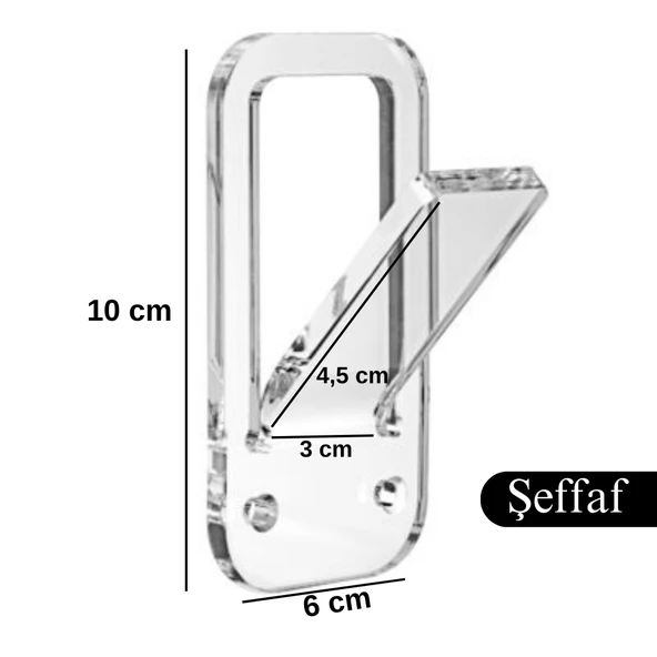 4 Adet Şeffaf Pleksi Askı Modern Tasarım Dayanıklı Yapı Estetik ve Fonksiyonel Askı  Şık ve Pratik Kullanım için İdeal Askı - Resim 5