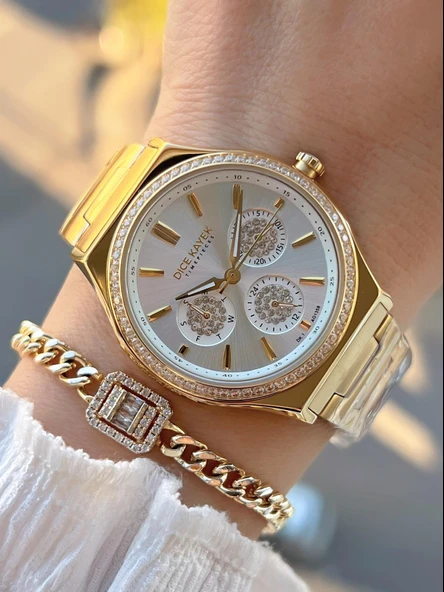 Dice Kayek 2 Yıl Garantili Çelik Kasa Ve Kordon 5 Atm Suya Dayanıklı Kadın Kol Saati+Bileklik DC.001 ürün görseli