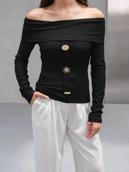 MADONNA YAKA ÜÇ DÜĞMELİ BLUZ - Resim 2