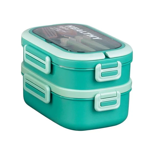 Tohana 1650ml İki Katlı 4 Bölmeli Çelik Yemek Kabı