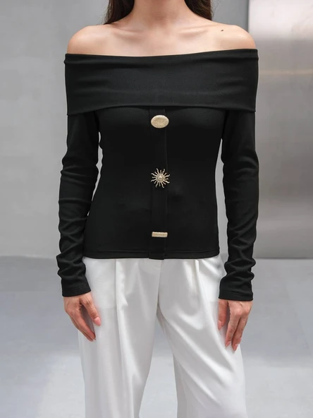 MADONNA YAKA ÜÇ DÜĞMELİ BLUZ - Resim 3