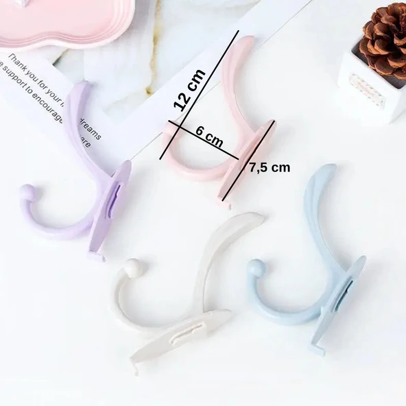 Şeffaf Yapışkanlı 6'lı Renkli Askı Seti Duvar Tipi Pratik Banyo ve Mutfak Düzenleyici - Resim 8