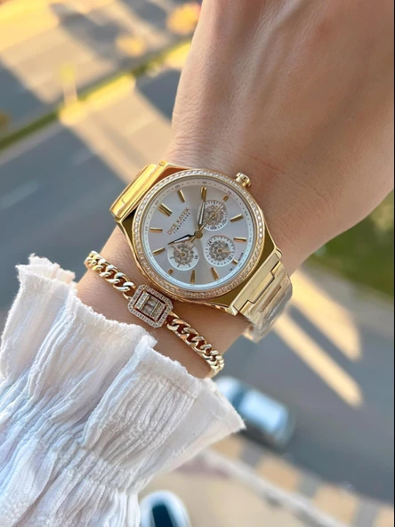 Dice Kayek 2 Yıl Garantili Çelik Kasa Ve Kordon 5 Atm Suya Dayanıklı Kadın Kol Saati+Bileklik DC.001 - Resim 2