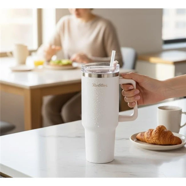 Tantitoni 020-01-move Bej Paslanmaz Çelik Pipetli Termos Bardak 1.2l