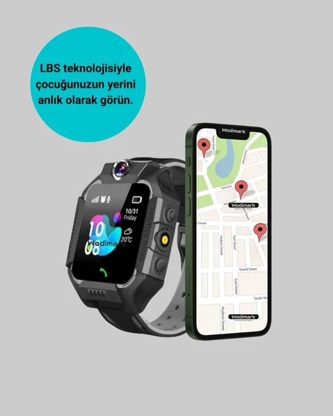 S10 Siyah Akıllı Çocuk Saati Konum Takip ve Güvenlik Özellikli - Resim 3