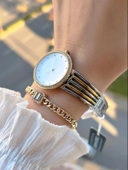 Dice Kayek 2 Yıl Garantili Çelik Kasa Ve Kordon 5 Atm Suya Dayanıklı Kadın Kol Saati+Bileklik AC.01 - Resim 3