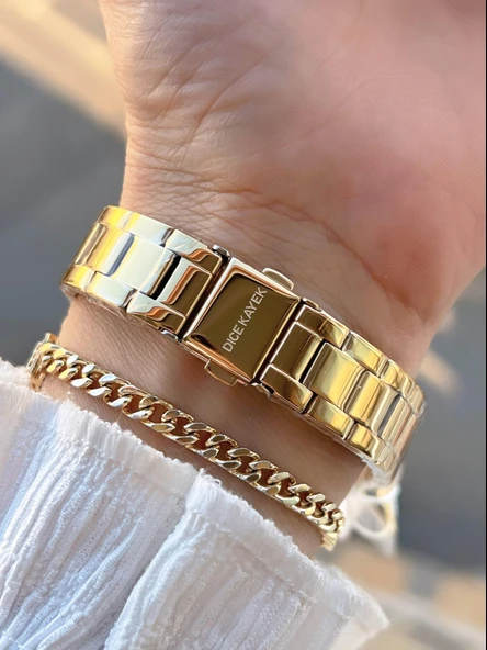 Dice Kayek 2 Yıl Garantili Çelik Kasa Ve Kordon 5 Atm Suya Dayanıklı Kadın Kol Saati+Bileklik AA.003 - Resim 3