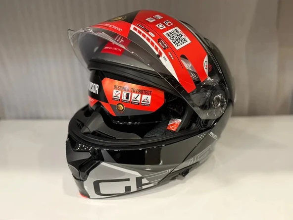 KASK MT GENESİS SV ATEMPO B15 ÇENE AÇILIR PARLAK KIR/BEYAZ - Resim 2
