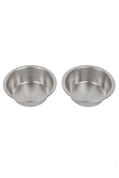 2 Adet Paslanmaz Çelik Kedi Kase Köpek Mama Su Kabı Mamalık Suluk 14cm 350ml Medıum