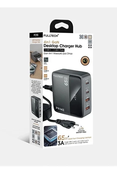 65w Masaüstü 4 Portlu Hızlı Şarj Cihazı İstasyonu 2xusb-a, 2xtype-c Giriş,1,5 Mt. Kablo - 5