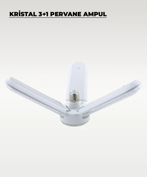 40W Kristal Pervane 3+1 Kanatlı Ampul 6500K Beyaz Işık - Resim 3
