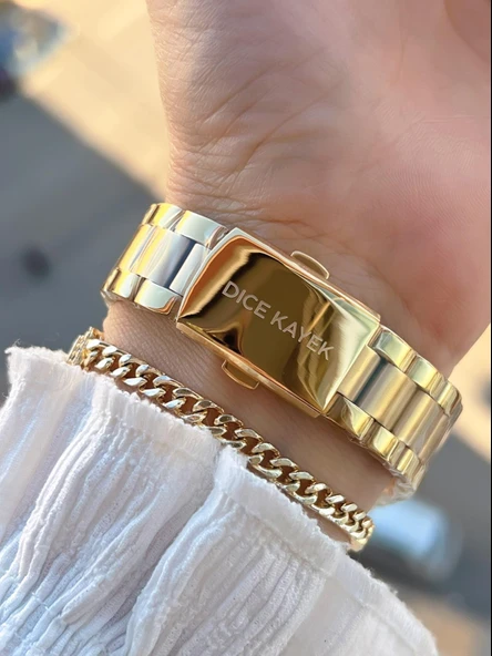 Dice Kayek 2 Yıl Garantili Çelik Kasa Ve Kordon 5 Atm Suya Dayanıklı Kadın Kol Saati+Bileklik AV.001 - Resim 3