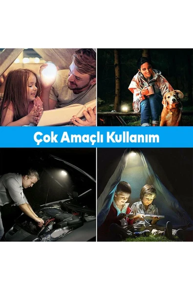 Güneş Enerjili Şarjlı Solar Kamp Lambası Ledli Asılarbilir El Feneri Powerbank 1200 mAh - 6