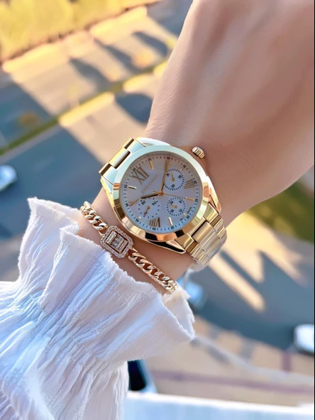 Dice Kayek 2 Yıl Garantili Çelik Kasa Ve Kordon 5 Atm Suya Dayanıklı Kadın Kol Saati+Bileklik AV.001 - Resim 2