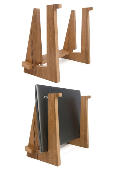 Ayarlanabilir Kademeli Ahşap Laptop Standı Notebook Yükseltici Macbook Tutucu 13" 14" 15" 16" 17" - 2