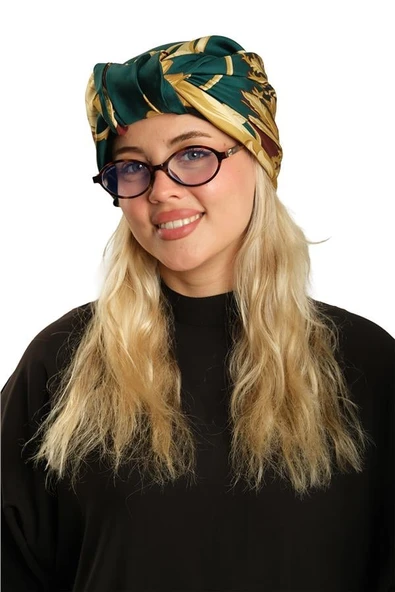 Zümrüt Pratik Hazır Geçmeli Tesettür Bone İpek Desenli 2410_37 - Resim 4