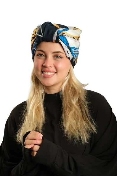 Krem Pratik Hazır Geçmeli Tesettür Bone İpek Desenli 2410_40 ürün görseli 1