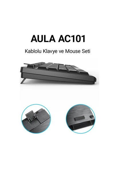 Aula AC101 Kablolu Klavye Mouse Seti - OUTLET - Resim 3
