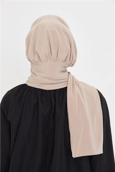 Sütlü Kahve Pratik Hazır Geçmeli Tesettür Bone Sandy Boyunluklu Çıtçıtlı 2505_26 - Resim 4