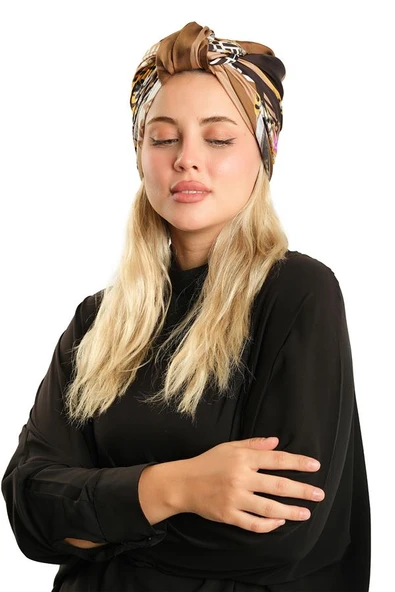 Vizon Pratik Hazır Geçmeli Tesettür Bone İpek Desenli 2410_10 - Resim 4