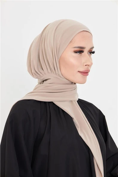 Sütlü Kahve Pratik Hazır Geçmeli Tesettür Bone Sandy Boyunluklu Çıtçıtlı 2505_26 - Resim 2
