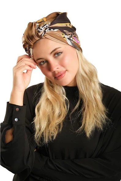 Vizon Pratik Hazır Geçmeli Tesettür Bone İpek Desenli 2410_10 ürün görseli 1