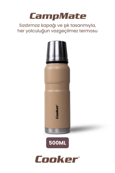 Cooker CKR2052 0.50 Lt Çift Kat Sızdırmaz Paslanmaz Çelik Termos Krem