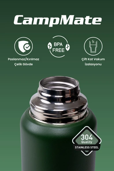 Cooker CKR2085 1.5 Litre Çift Katlı Kulplu Çelik Termos Yeşil - 3