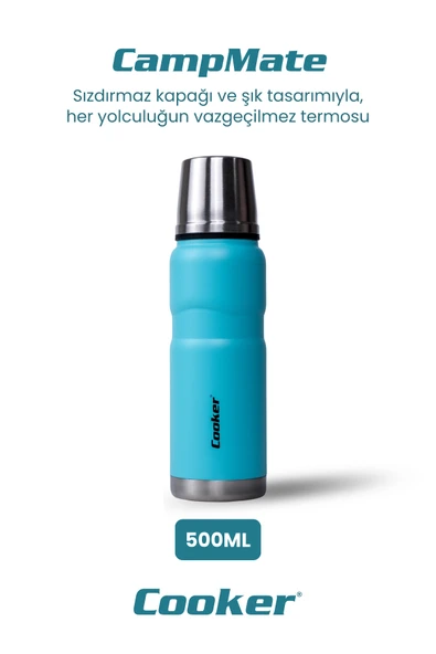 Cooker CKR2052 500 ML Çift Kat Sızdırmaz Paslanmaz Çelik Termos Mavi - 1