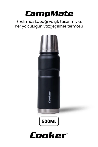 Cooker CKR2052 500 ML Çift Kat Sızdırmaz Paslanmaz Çelik Termos  Siyah - 1
