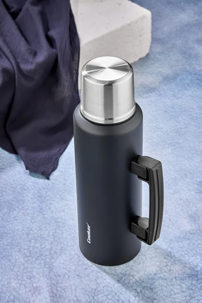 Cooker CKR2085 1.5 Litre Çift Katlı Kulplu Çelik Termos Siyah - 2