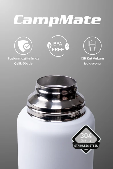 Cooker CKR2085 1.5 Litre Çift Katlı Kulplu Çelik Termos Beyaz - 3