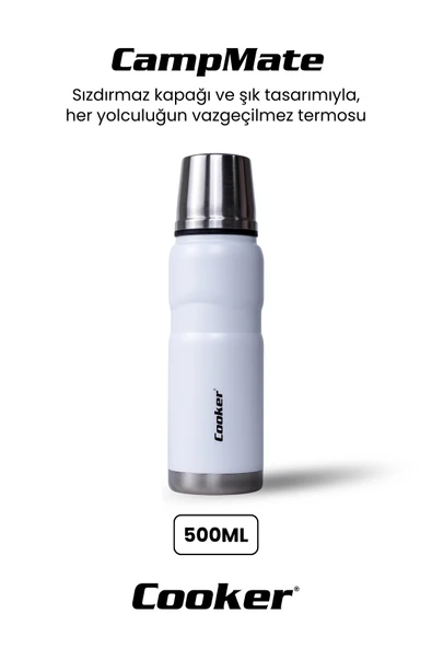 Cooker CKR2052 500 ML Çift Kat Sızdırmaz Paslanmaz Çelik Termos Beyaz - 1