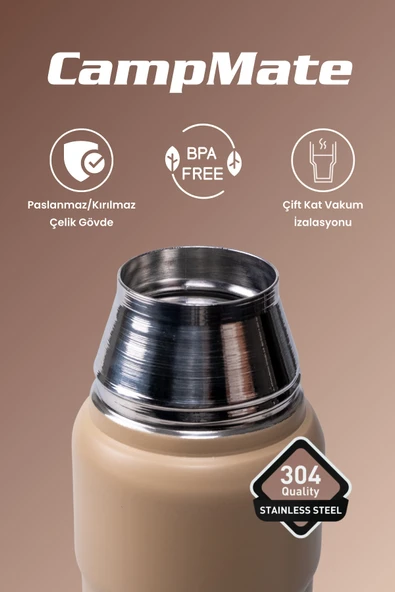 Cooker CKR2052 0.50 Lt Çift Kat Sızdırmaz Paslanmaz Çelik Termos Krem - 3