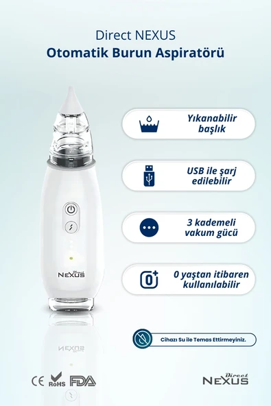 DİRECT NEXUS Elektrikli Bebek Burun Aspiratörü Küçük Çocuklar Için Güvenli Ve Etkili Burun Emici - 2