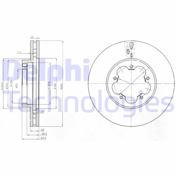 DELPHI BG4007 ON FREN DISK AYNASI TRANSIT V347 06>14 O.CEKER OLCU 280 28 6C111125BA-6C111125BB-1371394 ürün görseli 1