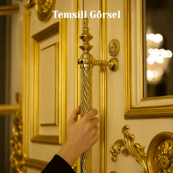 Otağ Gold Altın 60 cm Kapı Çekme Kolu Tutma Kulpu Kulbu Çelik Dış Kapı Tutamağı Sürgülü Lüks Model - Resim 6