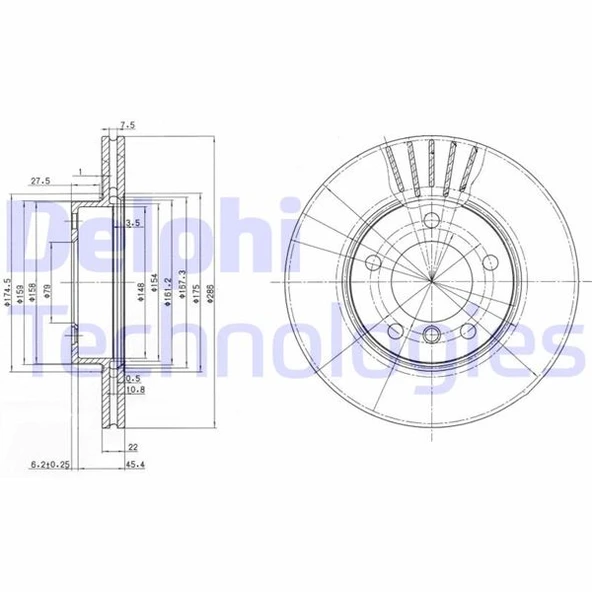DELPHI BG2623C FREN DISKI ON BMW E36 E46 34116864060 ürün görseli 1