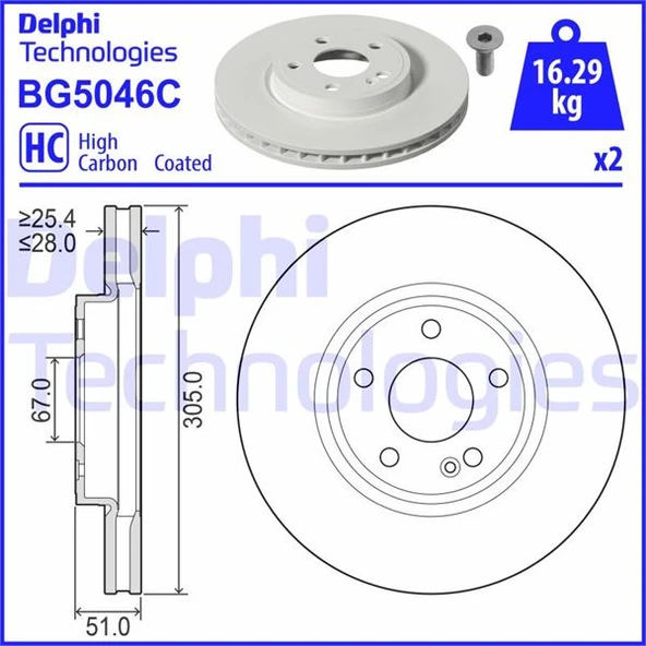 DELPHI BG5046C FREN DISKI ürün görseli 1
