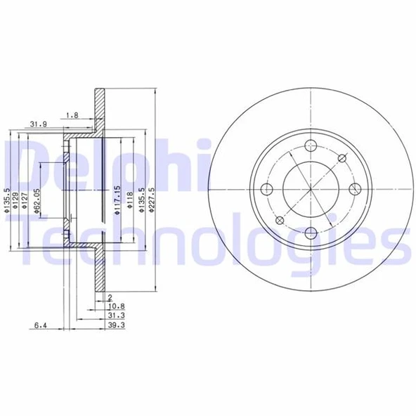 DELPHI BG2147 ÖN FREN AYNASI M131 1600 227x10.8x4DL 4208311-4139010-4385812-55178237 ürün görseli 1