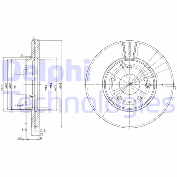 DELPHI BG3240C FREN DISKI ON MERCEDES W203 CL203 C209 W210 R170 A2104212412 ürün görseli 1