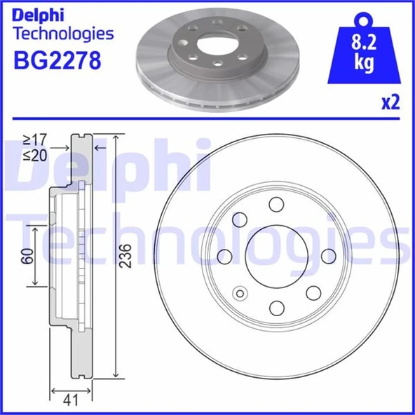 DELPHI BG2278 ÖN FREN AYNASI CORSA B-ASTRA F-VECTRA A-ASCONA C-COMBO B 94-01 AVEO-KALOS 03> 246x19.9x4DLxHAVALI 90511111-93182291-93281952 569014-569031-569054-90008006 ürün görseli 1