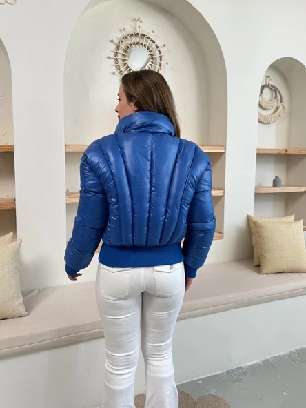 Puffer kısa mont mavi st25534 - Resim 4