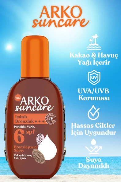 ARKO Suncare Spf6 Bronzlaştırıcı Güneş Yağı Sprey 220 ml - Resim 2