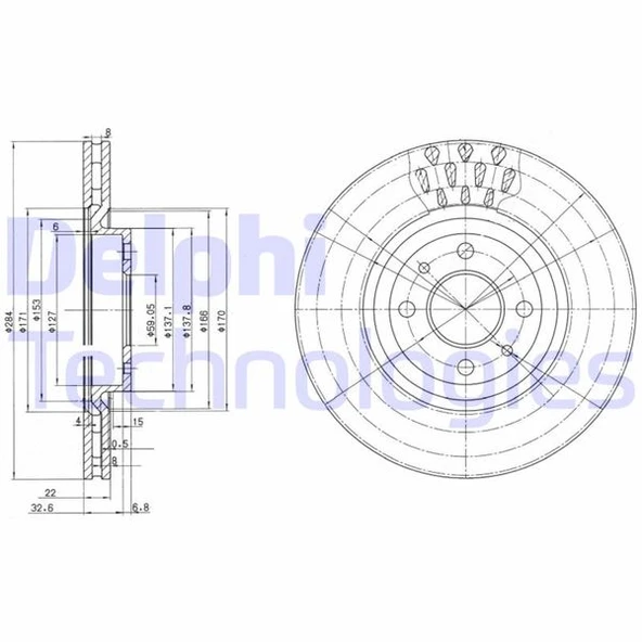 DELPHI BG2617 ON FREN DISKI FIAT TIPO 91>95 PUNTO 99>12 COUPE 96>00 ALFA ROMEO 146 95>01 145 95>01 LANCIA DELTA II 93>99 DEDRA 91>99 46403958-46427947-46427949 ürün görseli 1