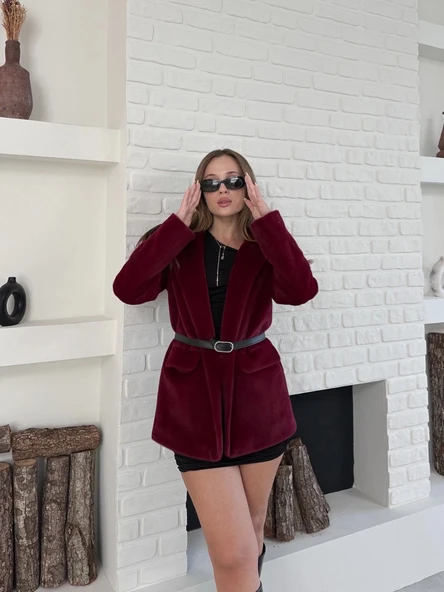 Fok ceket premıum kalite bordo st255860 - Resim 5